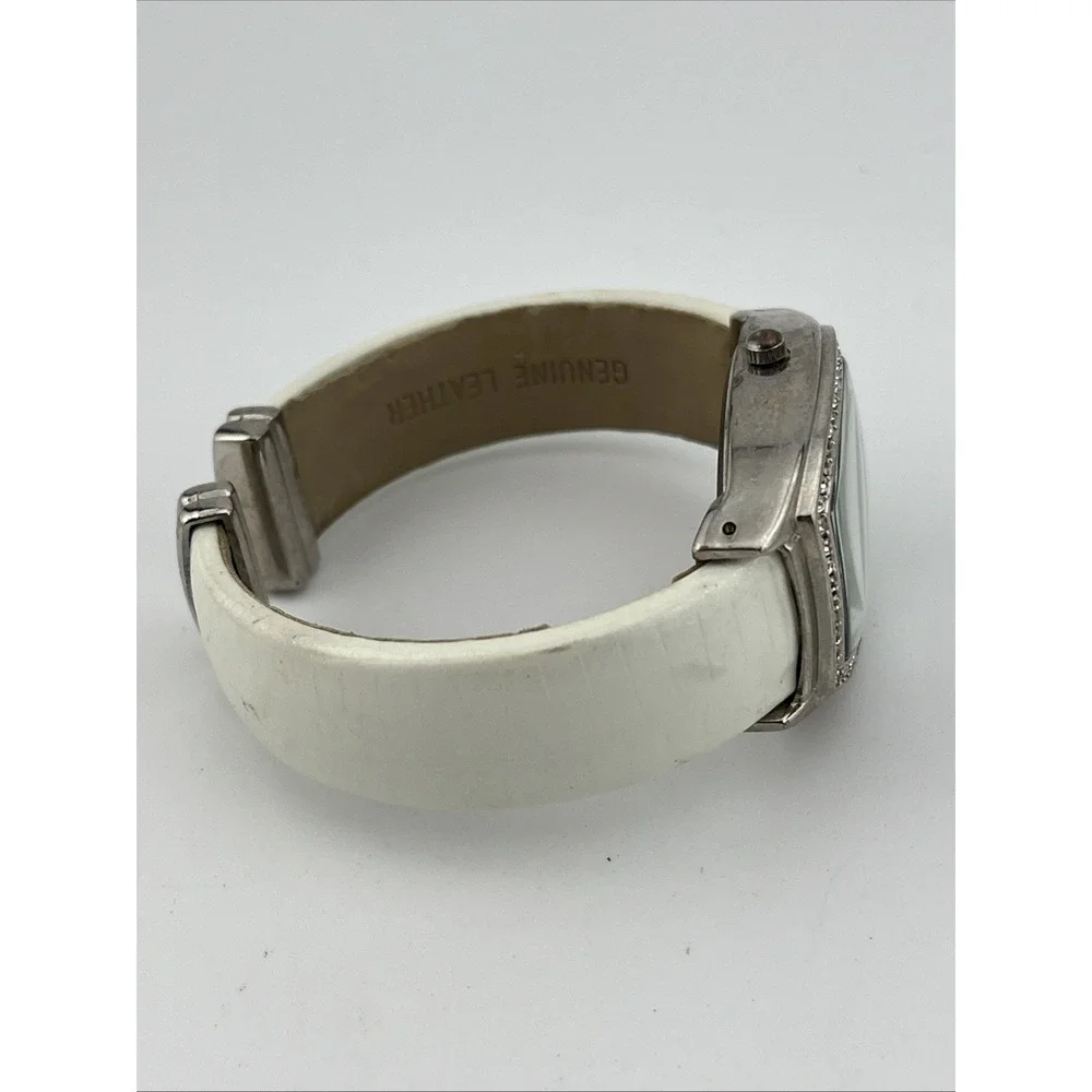 Waltham Watch Women 30mm Silver Case Crystal Bezel White Bangle Band New Battery